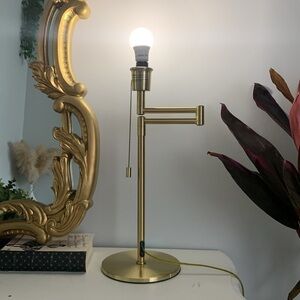 Brass Hollywood Regency‎ style table lamp BASE with a swivel arm adjustable MCM